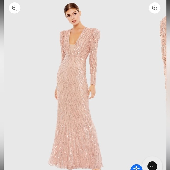 Mac Duggal Dresses & Skirts - MAC DUGGAL Pink Beaded Puff Sleeve Trumpet Evening Gown Size 4